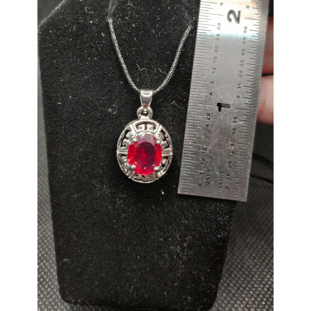 925 Red Rhinestone Pendant - Picture 4 of 4